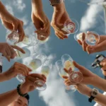 group-pose-resort-raising -a-toast-happy-life-good-time