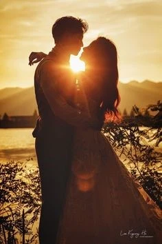 SUNSET, COUPLE,KISS,ROMANCE,MOUNTAINS